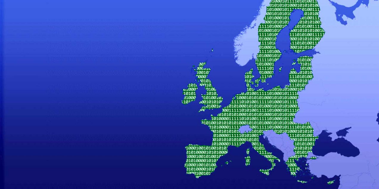Kaart Europa in enen en nullen